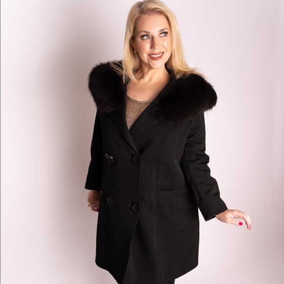 1960’s vtg coat w fox fur L - Picture 6 of 9